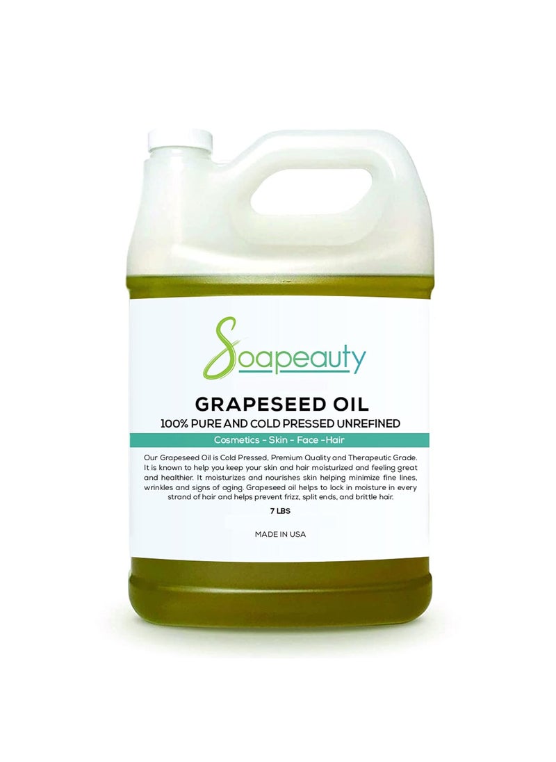 GRAPESEED OIL Cold Pressed Unrefined  100 Natural Available in Bulk  Carrier for Essential Oils Face Skin Hair Moisturizer Soap Making  7 LBS