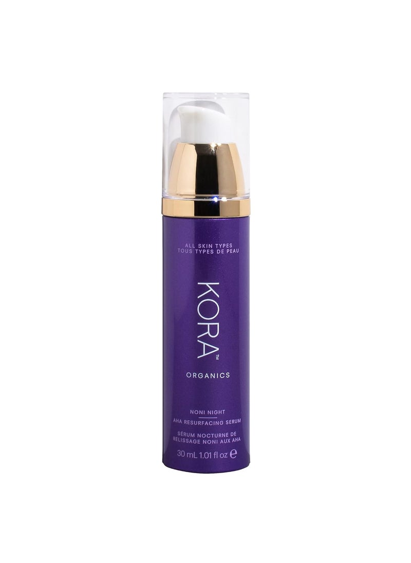 KORA Organics Noni Night AHA Resurfacing Serum Smooth  Refine Certified Organic Cruelty Free 101 fl oz