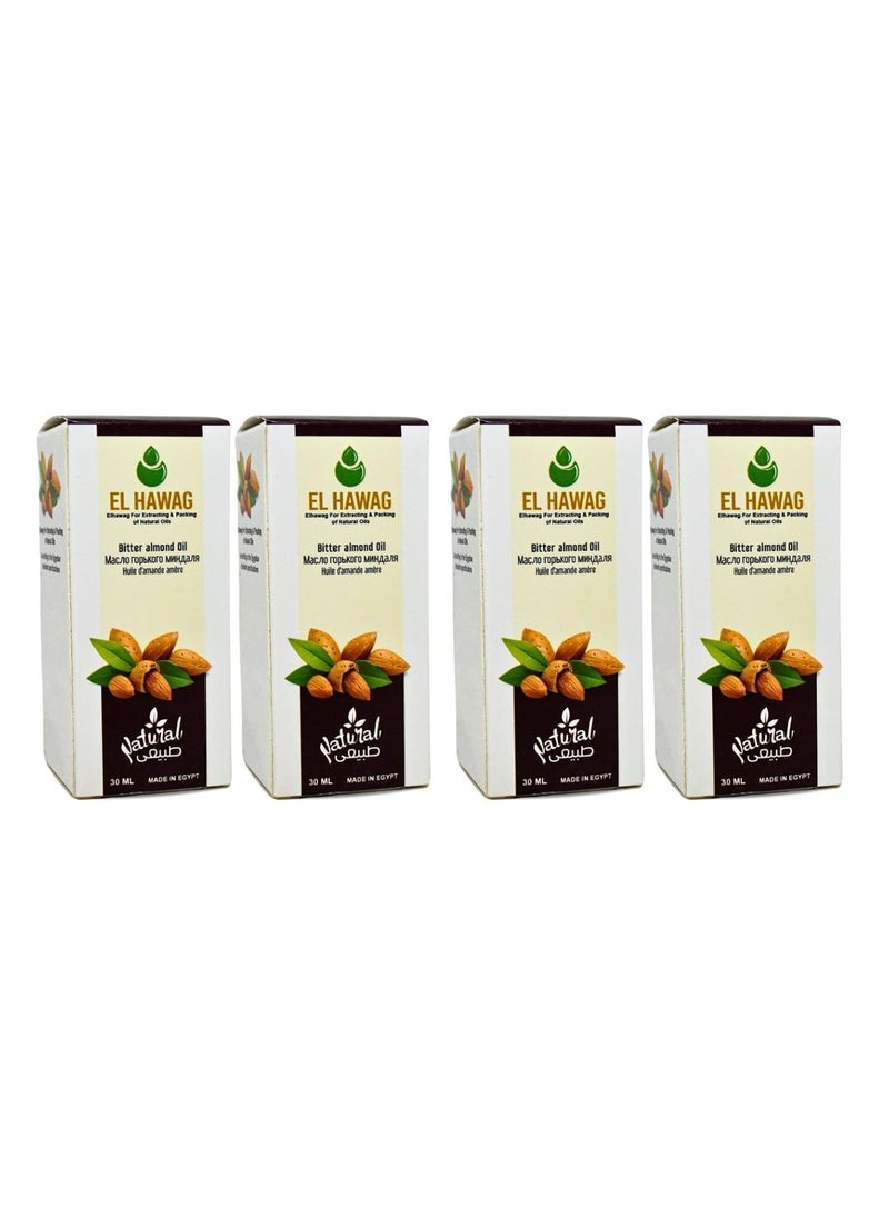 Bitter Almond Oil Natural Undiluted Pure For Hair Skin Care Skincare Facial Body  Cold Pressed Premium No Additives Kosher Halal 4 Pack  405 oz  120 ml