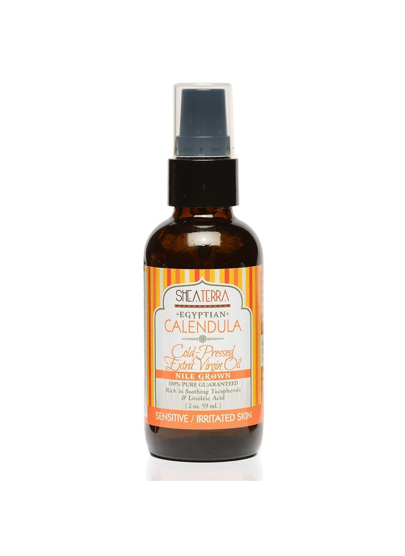 Shea Terra Egyptian Calendula ColdPressed Extra Virgin Oil  All Natural  Organic Oil Packed with SkinCalming and Purifying Properties to Soothe Irritated Weathered  SunBurned Skin  2 oz