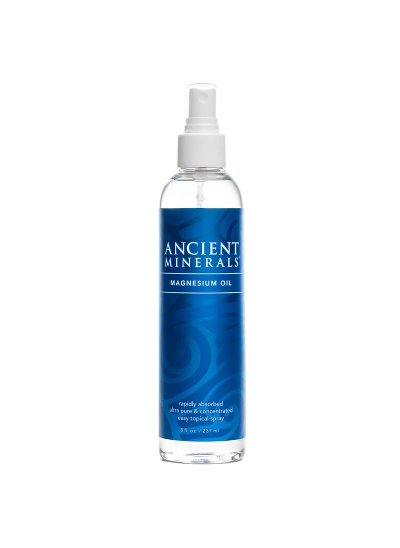 Ancient Minerals Magnesium Oil Spray Bottle of Pure Genuine Zechstein Magnesium Chloride  Topical Magnesium for Skin Application 8oz