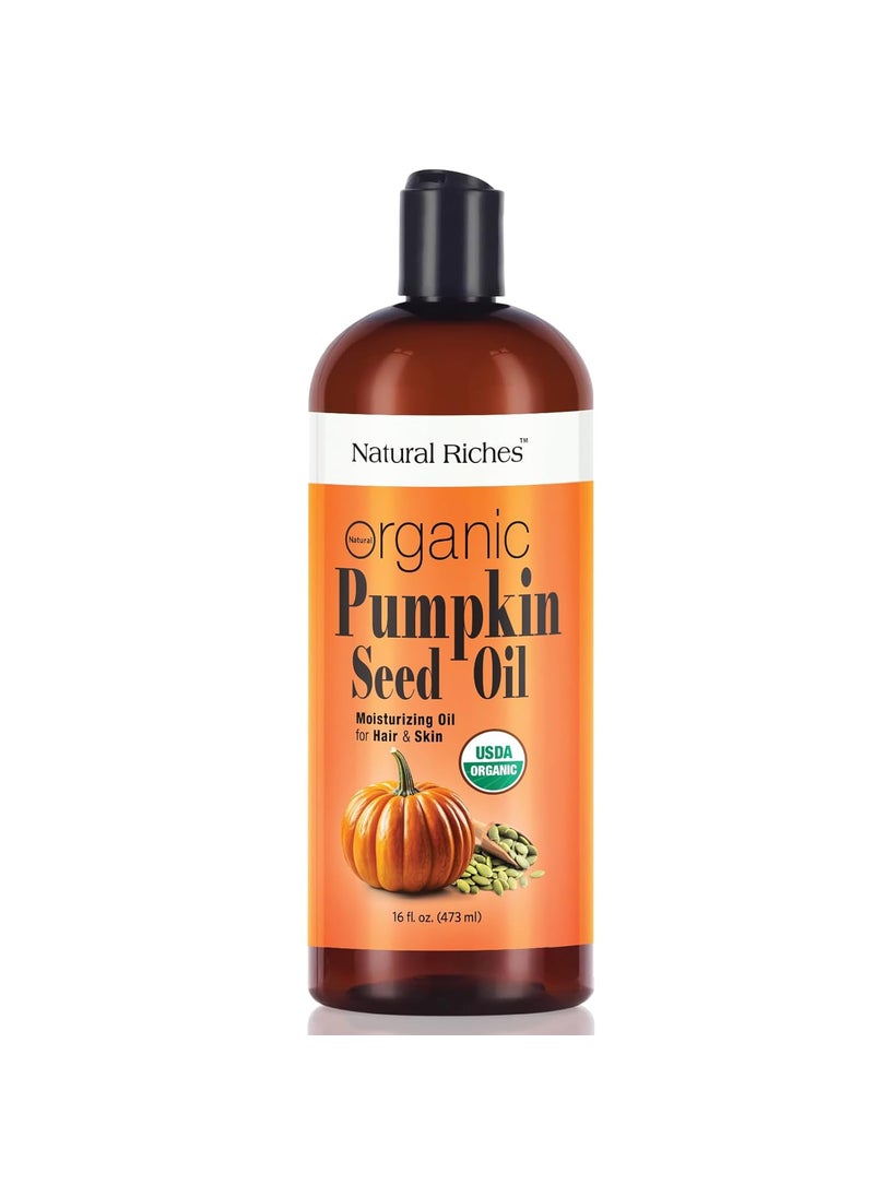 Natural Riches Pumpkin Seed Oil USDA Certified Organic Moisturizer 16oz Pure and Natural Carrier Oil Unrefined Cold Pressed Face Hair Body  Skin Care Eyelashes