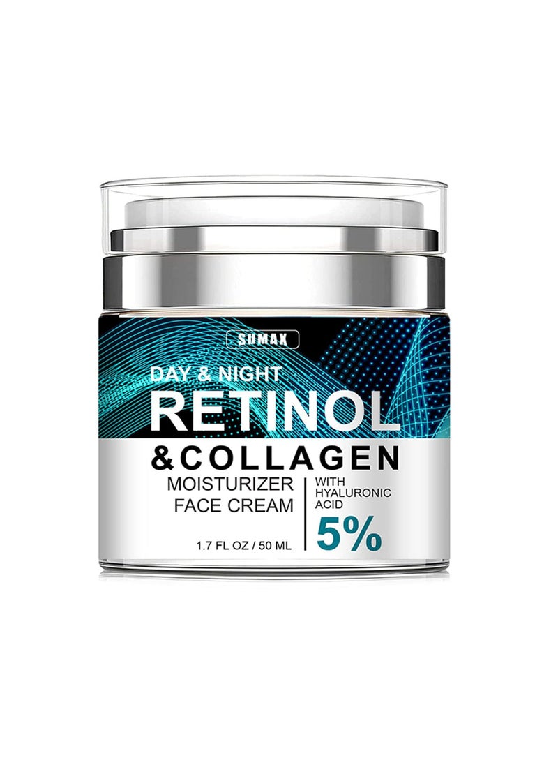 Advanced Retinol Collagen Cream for Face with 5 Hyaluronic Acid AntiAging Cream AntiWrinkle Reduce Fine Lines Lifting and Firming Cream 24Hour Facial Care Suitable For All Skin Types