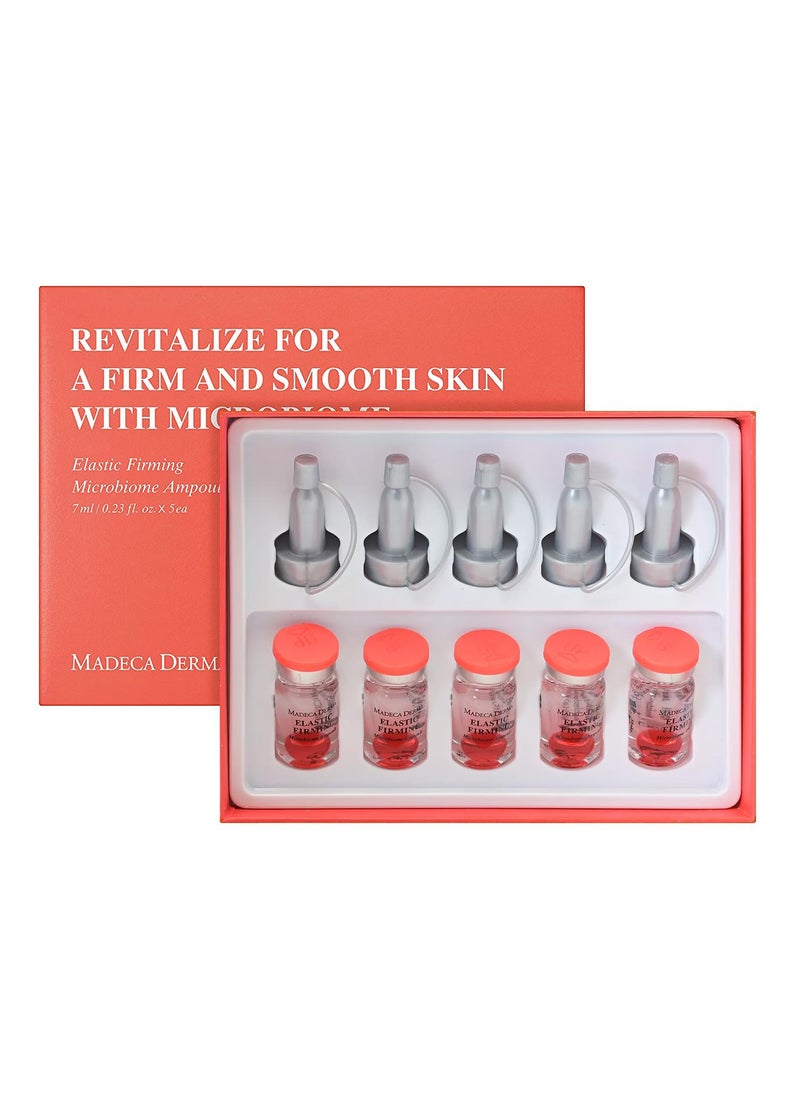 MADECA DERMA Elastic Firming Microbiome Ampoule  Hydrating Korean Skincare with Hyaluronic Acid Collagen  Peptides for Firmness Elasticity Fine Line Reduction  Rejuvenation 023 fl oz x 5