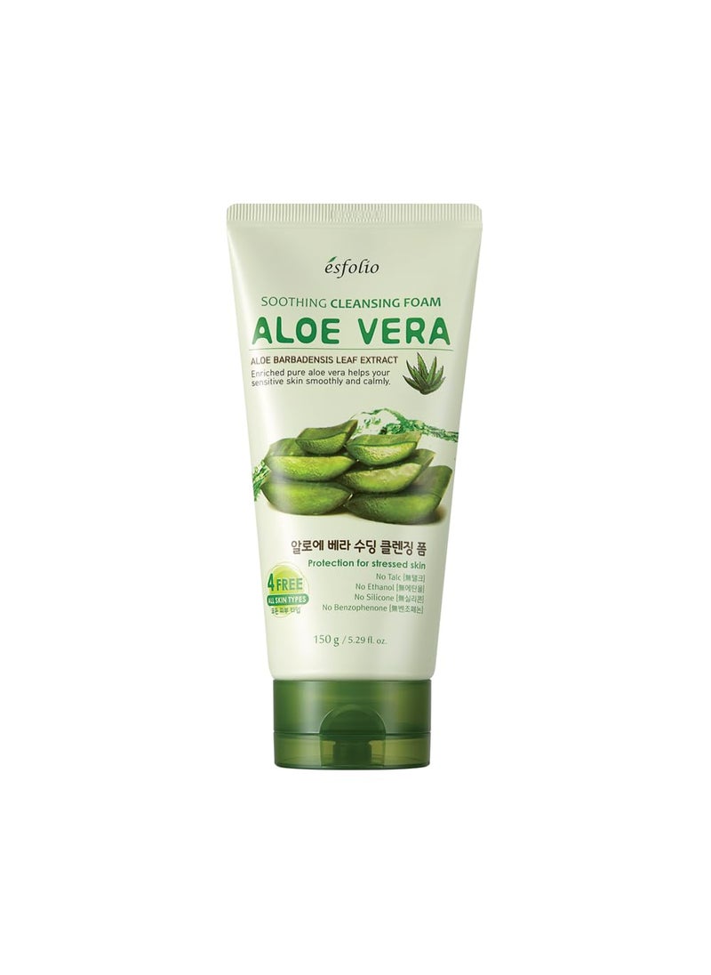 esfolio Aloe Vera Soothing Cleansing Foam  Gentle Hydrating Face Wash for Sensitive Skin Moisturizing Facial Cleanser 529 OZ150 Gram