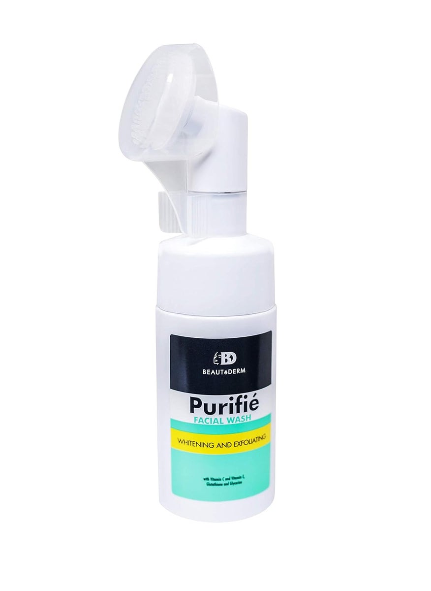 Beautederm Purifie facial wash with pump brush Purifie facial cleanser is fortified with Vitamin C and E Glutathione and Glycerin