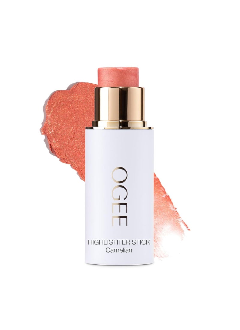 Ogee Sculpted Face Stick CARNELIAN  SHEER LUMINOUS CORAL Certified Organic Blush Stick  MultiUse Cream Blush  Highlighter Stick