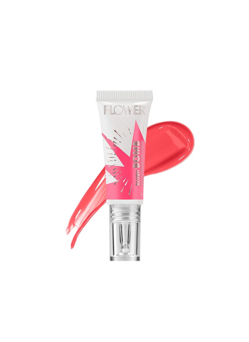 FLOWER Beauty By Drew Barrymore Liquid Blush Makeup Bomb Color Drops Silky Lightweight Formula  Gel Cream Blush for Cheeks  Radiant  Glossy Finish  Buildable  Lightweight Formula  CrueltyFree  Vegan Melon