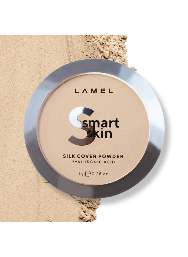 Lamel Smart Skin Silk Compact Powder  Long Lasting Pressed Finishing Powder  Oil Control Makeup Suitable for Dry Skin Lightweight Formula  402 Beige 028 oz