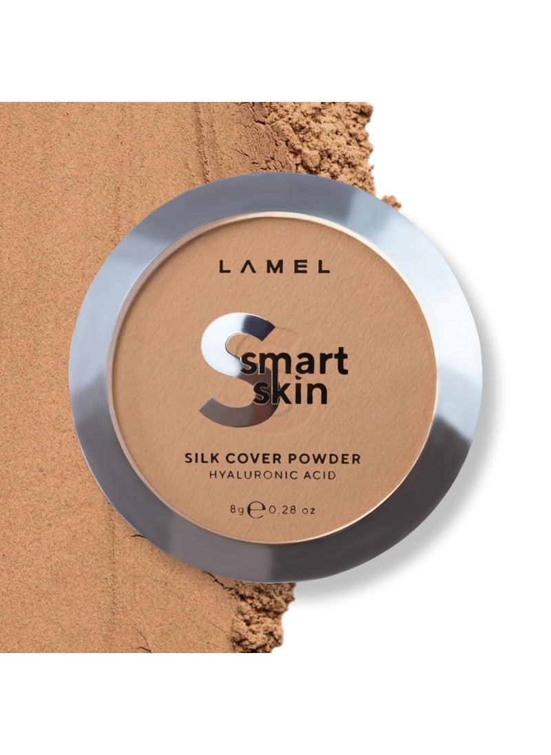 Lamel Smart Skin Silk Compact Powder  Long Lasting Pressed Finishing Powder  Oil Control Makeup Suitable for Dry Skin Lightweight Formula  405 Tan Beige 028 oz