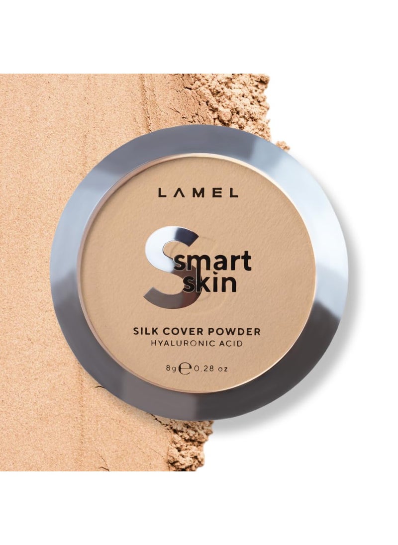 Lamel Smart Skin Silk Compact Powder  Long Lasting Pressed Finishing Powder  Oil Control Makeup Suitable for Dry Skin Lightweight Formula  404 Sand 028 oz