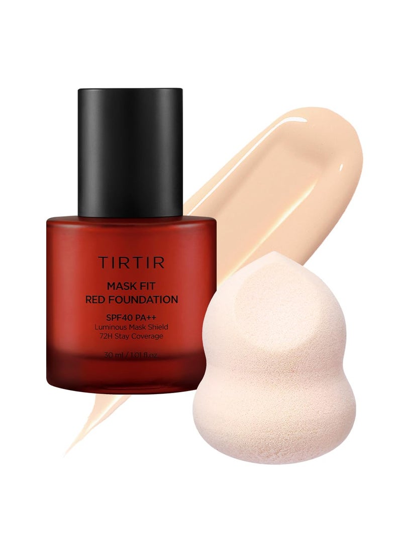 TIRTIR Mask Fit Red Foundation  Puff Set  High Coverage LongLasting Lightweight Buildable Coverage Radiant SemiMatte Finish All Skin Types Korean Foundation 21N Ivory