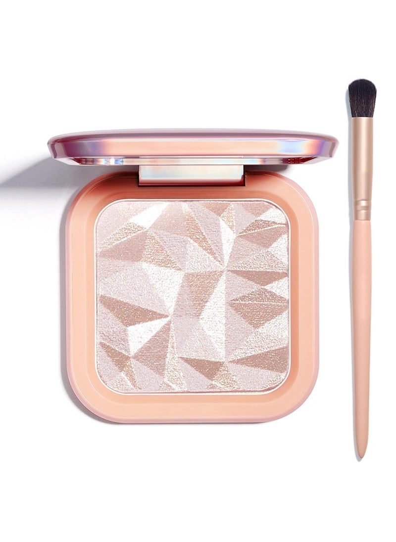 Highlighter Makeup Palette Shimmer Contour Palette Powder for Brighten Face Contour Gold Cheek Highlight Makeup Long Lasting Highlighter Powder with Mirror for Illuminator Makeup NUDE PINK
