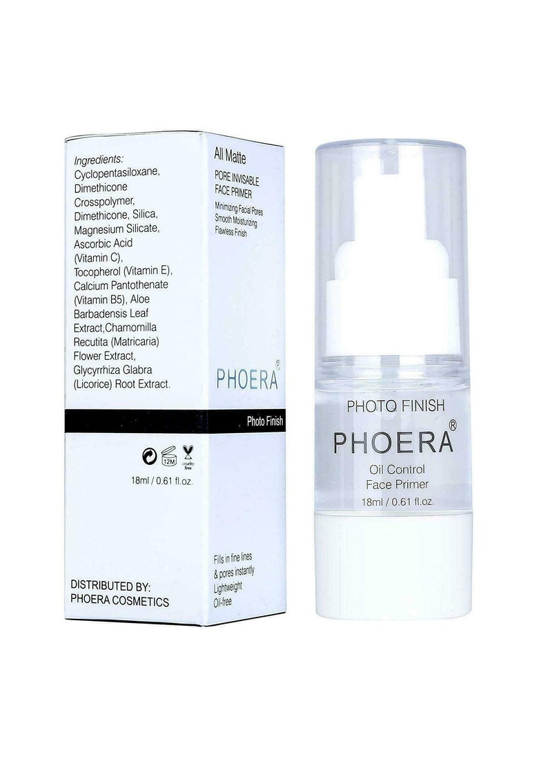Phoera Face Primer Invisible Pores Base Oil Control Added vitamins Makeup Base Pore Filler Moisturiser Matte Finish Long Lasting Makeup Skin Pore Minimizer UK Cosmetics AquaPurity 18ml Primer