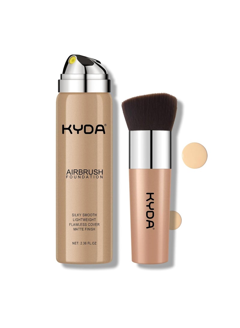 KYDA AirBrush Foundation Spray Silky Foundation Mist Makeup Flawless Coverage for Smooth Creamy Nude Finish Breathable Blendable Lasting Formula Moisturizing Makeup Primer220 Natural Beige