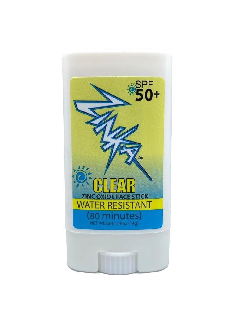 Zinka  Clear Zinc Oxide Sunscreen Face Stick SPF 50 Water Resistant for 80 Minutes  49oz Stick