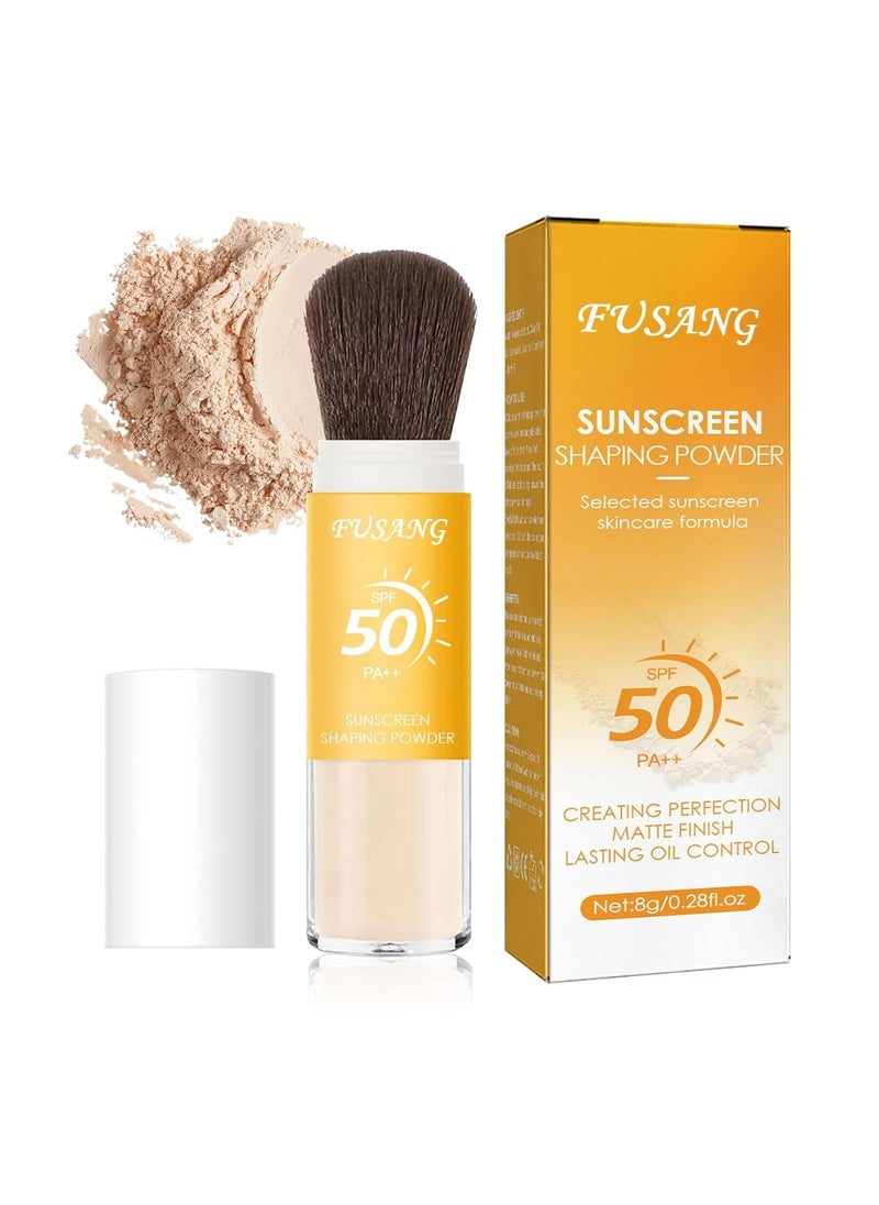 Sunscreen Setting PowderSPF 50 Mineral Setting Powder with Soft Sunscreen BrushOil Control Lightweight Brush PowderMatte Translucent Face Powder for All SkinSmooth Lasting Breathable Concealer