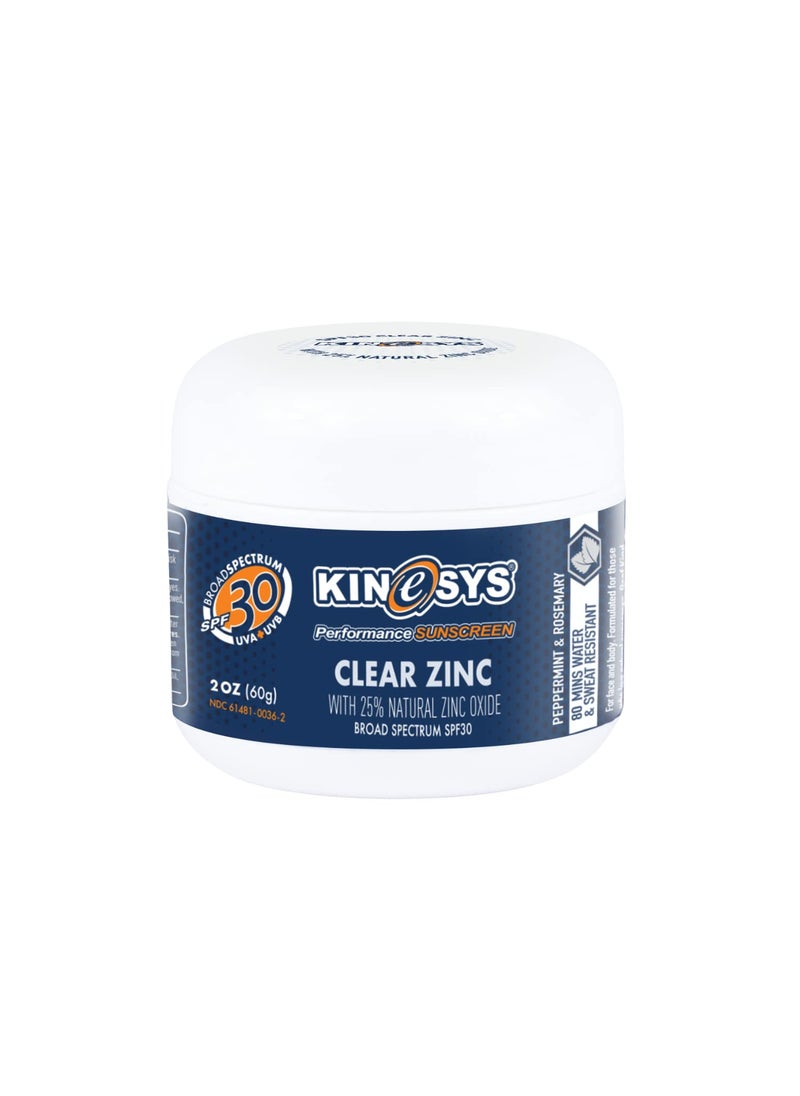 KINeSYS Reef Safe Natural Mineral Zinc Oxide Sunscreen Rubs in Clear SPF 30 Broad Spectrum UVAUVB protection for Face and Body Alcohol PABA  Oxybenzone FREE Peppermint  Rosemary Scent 60 G