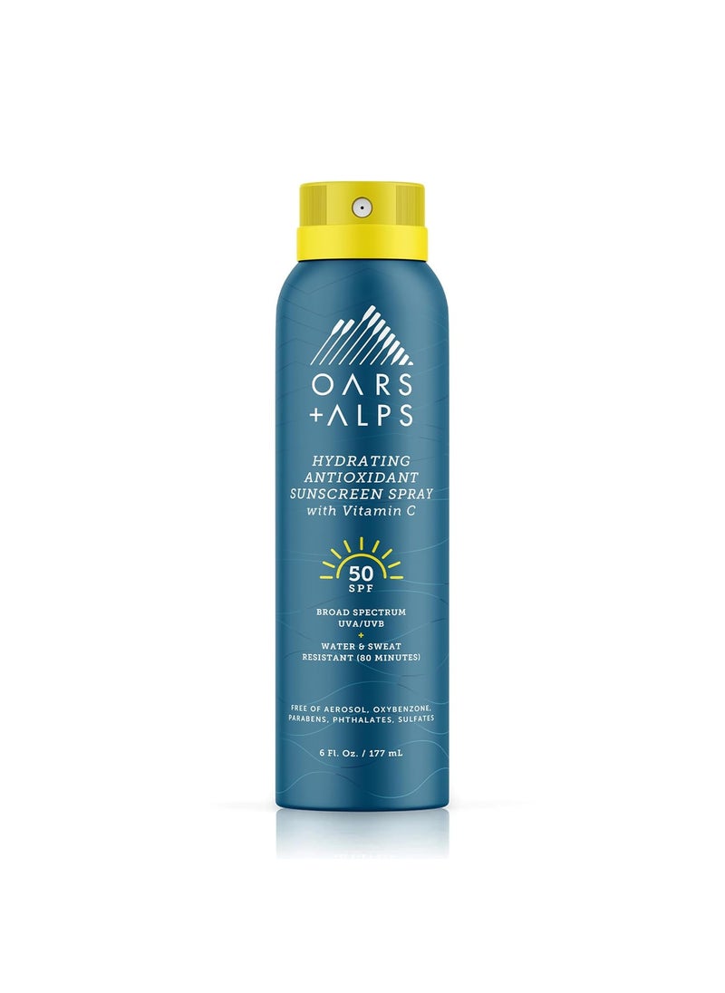 Oars  Alps Hydrating SPF 50 Sunscreen Spray Infused with Vitamin C and Antioxidants Water and Sweat Resistant 6 Oz 1 Pack