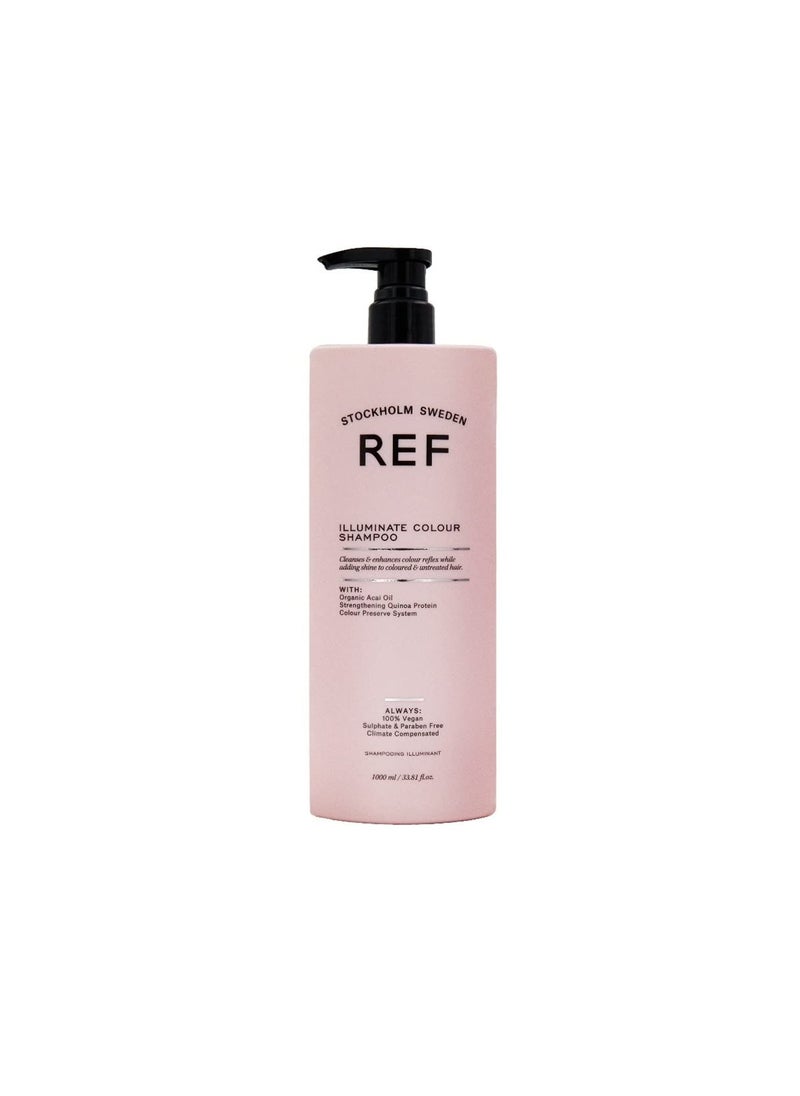 REF Champ Illuminate Colour Shampoo 1000ml Strengthening Shampoo for Use on ColourTreated and Natural Hair Contains Organic Acai Oil and Quinoa Protein 3381 Fl Oz