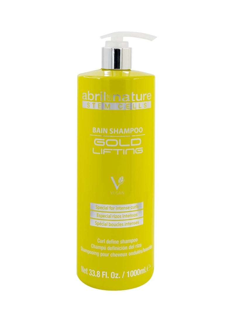 abril et nature  Gold Lifting  Professional Shampoo Ideal for Curly or Wavy Hair  Rejuvenating and AntiFrizz Treatment with Stem Cells  Greater Shine and Curl Definition  1000 ml