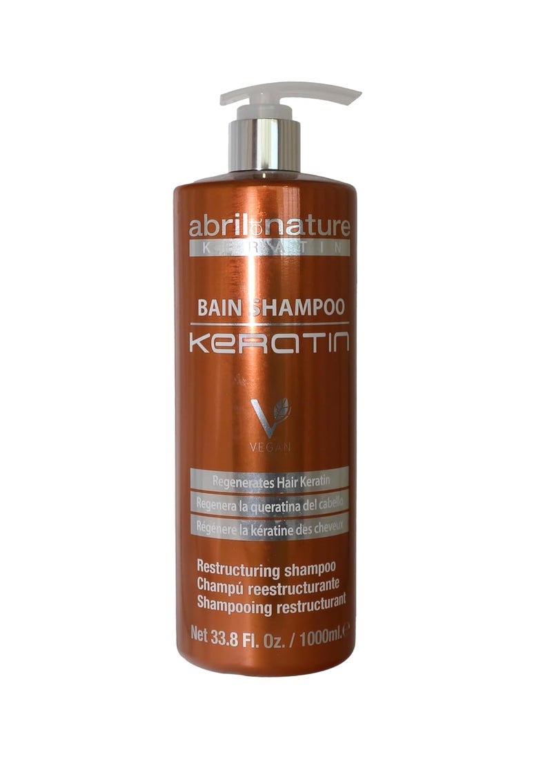 abril et nature  Professional Hairdressing Shampoo Keratin  Repairs and Restructures  For Dull Natural Hair  UltraFast Action  Strengthening Treatment with Keratin  1000 ml