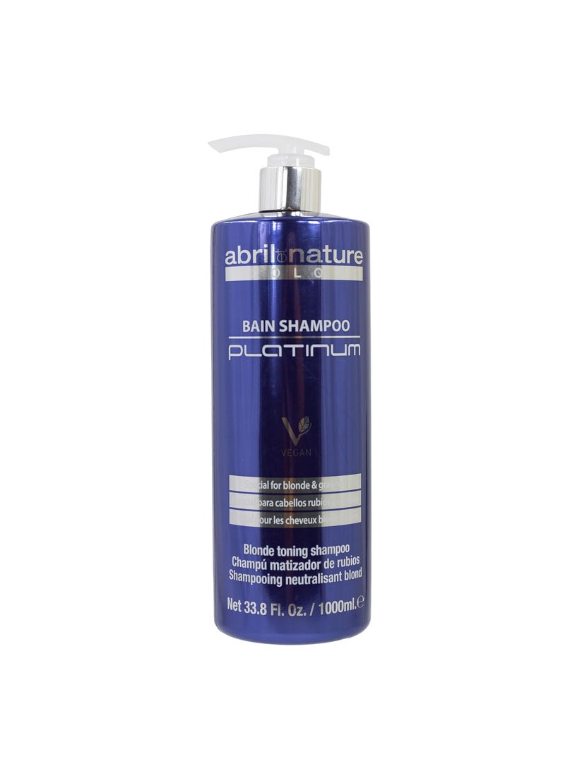 Abril Et Nature Bain Shampoo Platinum  1000 ml  Purple Toning Shampoo  to Tone Down Grey or Bleached Hair  Eliminates Brassy Yellow TonesKeratin Hair Treatment