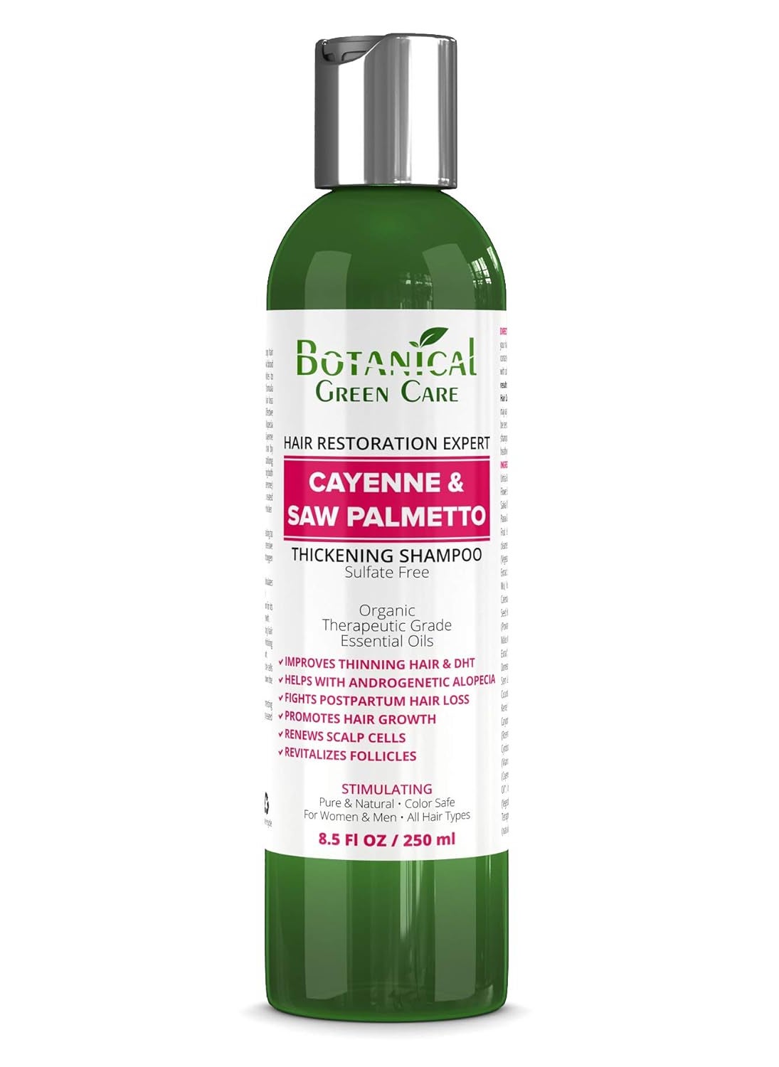Botanical Green Care Cayenne  Saw Palmetto AntiThinning Shampoo  Hair Growth Formula for Thicker Fuller Hair for Women  Men