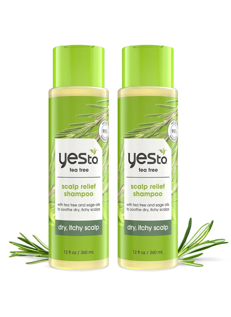 Yes To Tea Tree Scalp Relief Shampoo pH Balancing Formula To Calm Dry Itchy Scalp While Moisturizing  Nourishing Hair With Tea Tree  Sage Oil Natural Vegan  Cruelty Free 12 Fl Oz 2PK