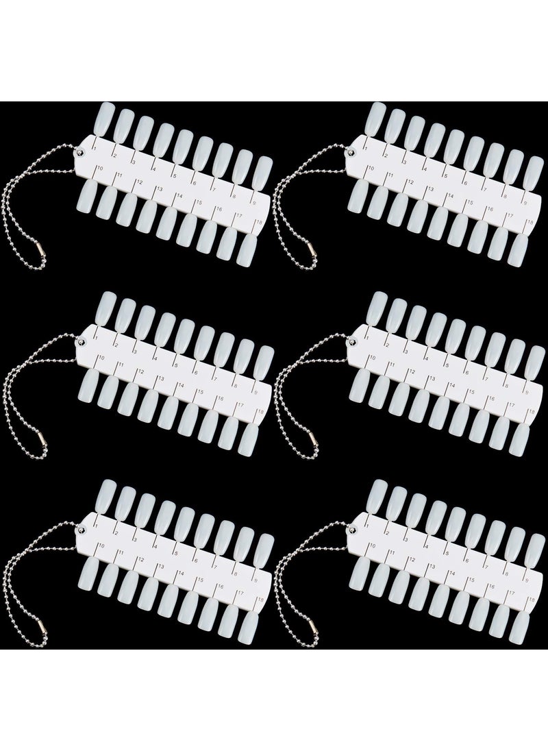 Maitys 6 Sets 216 Tips Double Layer Nail Color Display Card Plastic Nail Polish Sample Display with Chain for Design Practice Training