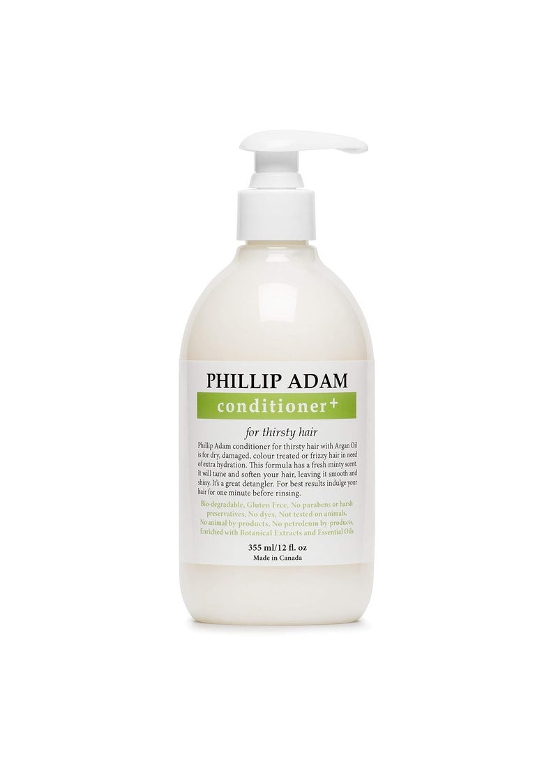 Phillip Adam Thirsty Hair Conditioner  for Dry or Damaged Hair  Infused With Argan Oil Moringa Seed Oil and Macadamia Oil  Paraben Free Vegan  12 Fl Oz
