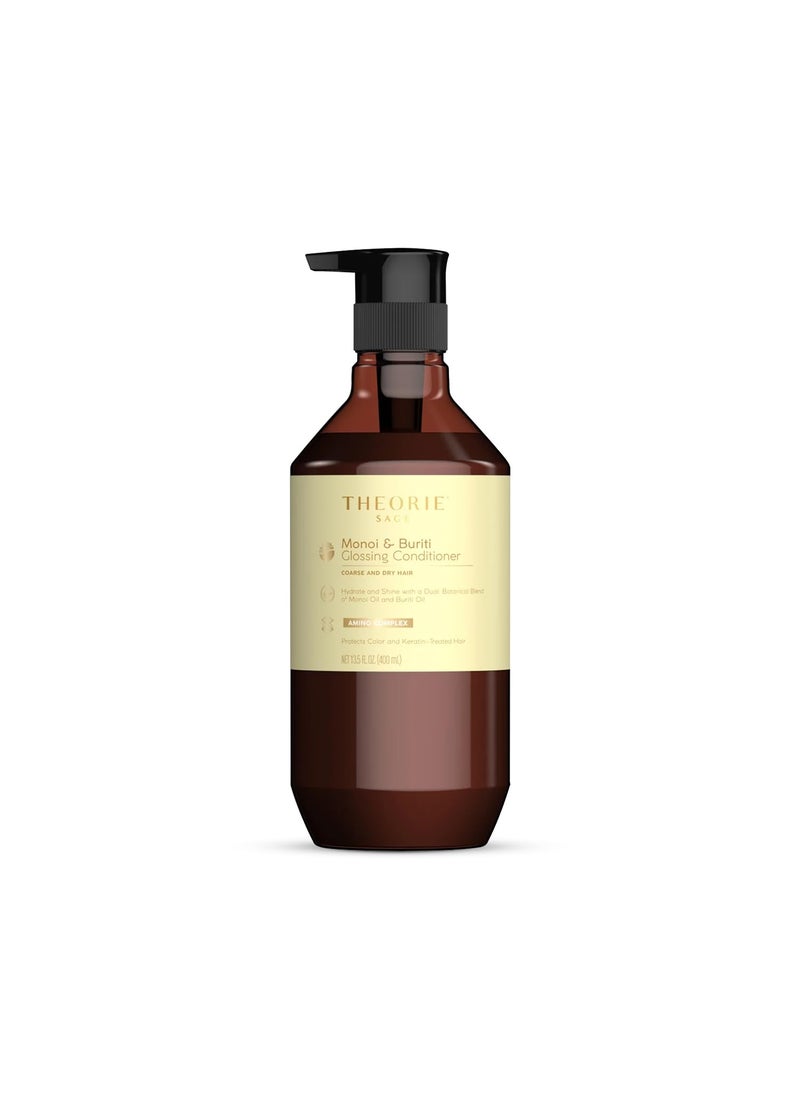 Theorie Monoi and Buriti Glossing Conditioner  Hydrate  Shine  Suited for Coarse and Dry Hair  Protects Color  Keratin Treated Hair Pump Bottle 400mL