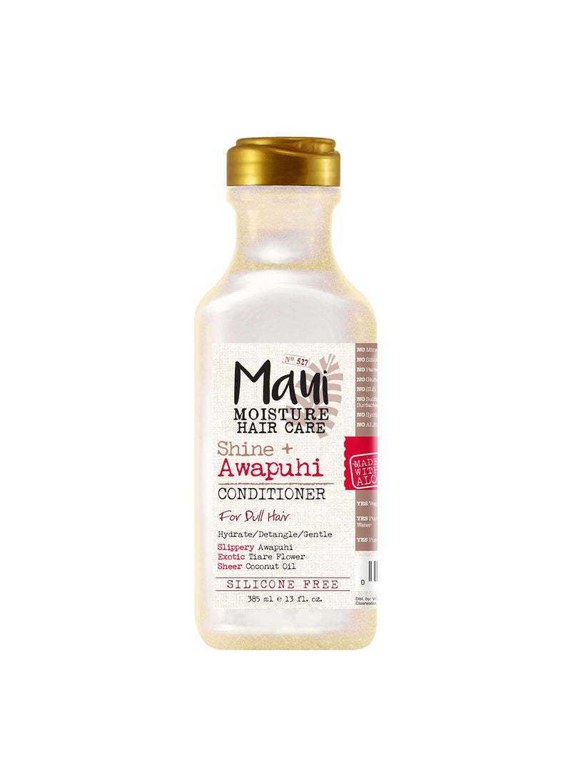 Maui Moisture Shine  Awapuhi Moisturizing Vegan Conditioner with Oils for Shiny Hair Silicone  SulfateFree Surfactant Aloe Conditioner to Hydrate Detangle Hair Coconut 13 Fl Oz