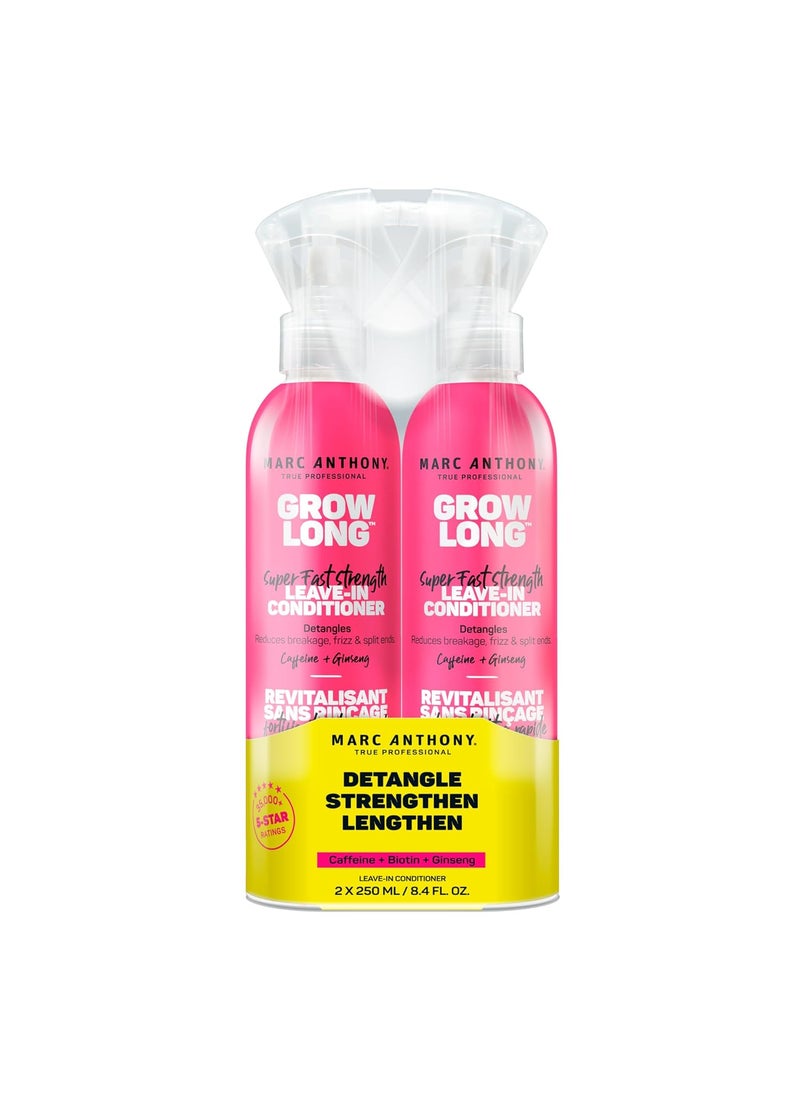 Marc Anthony LeaveIn Conditioner Spray  Detangler Grow Long Biotin 2pack  AntiFrizz Deep Conditioner For Split Ends  Breakage  Vitamin E Caffeine  Ginseng for Curly Dry  Damaged Hair