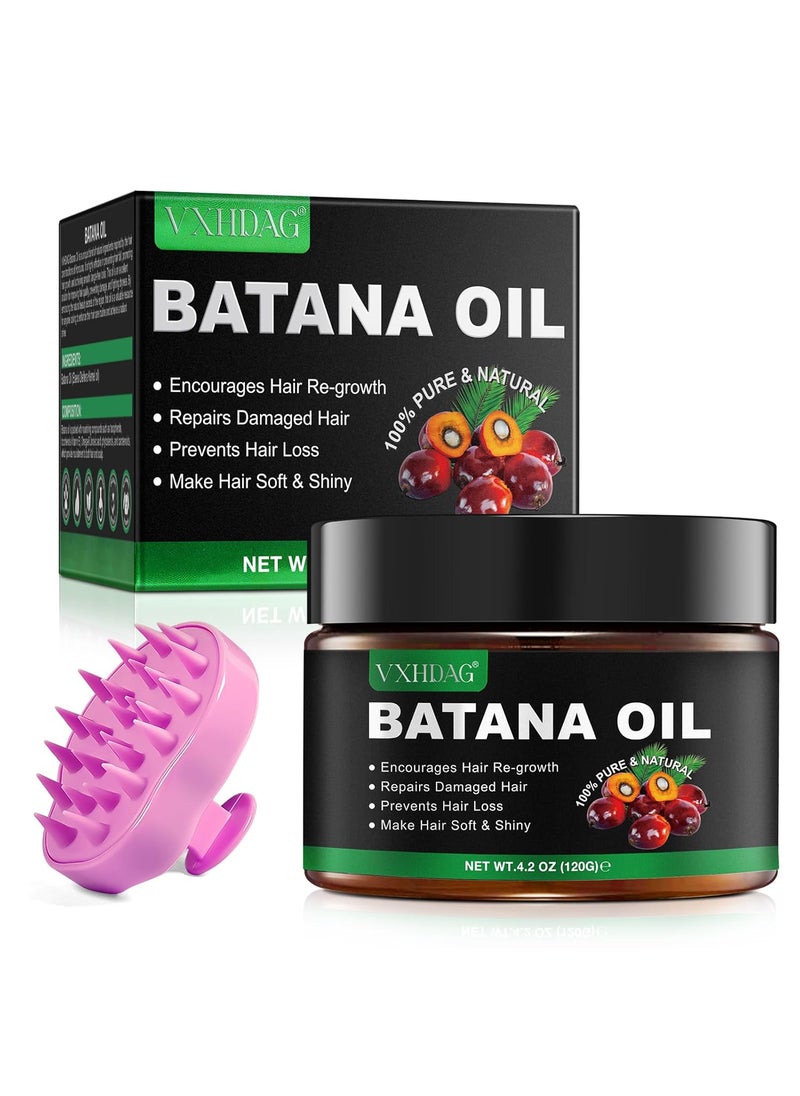 Raw Batana Oil for Hair Growth with Scalp Massager  100 Natural Botana Oil from Honduras Eliminate Hair Split Ends Restores Damaged Hair and Scalp Enhances Hair Radiance Nourishment 120 G