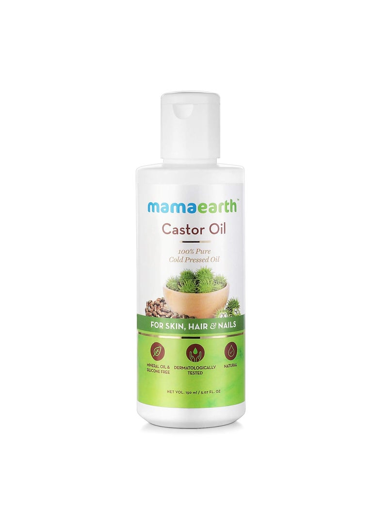 Mamaearth Castor Oil  Cold Pressed Oil for Eyebrow  Eyelash Growth  Organic  Natural Oil for Hair Growth Radiant Skin  Strong Nails  507 Fl Oz 150ml