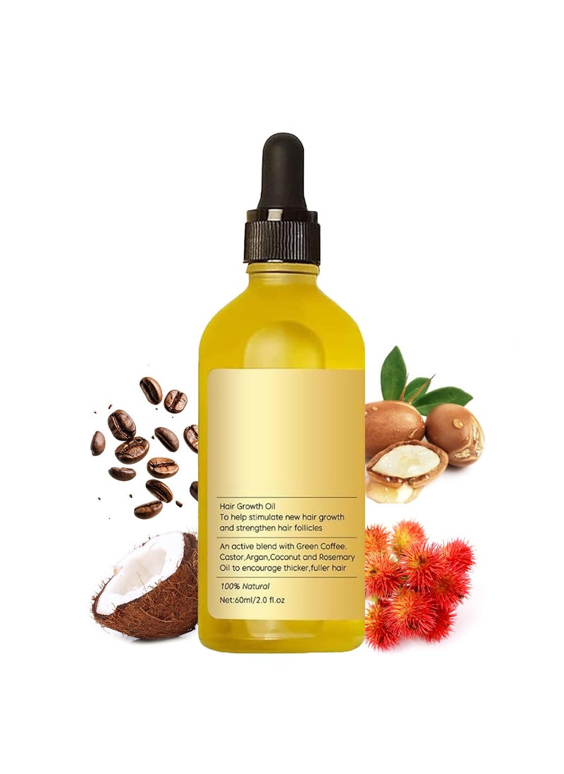 Hair Growth Oil Revitalize Strengthen and Stimulate Hair Growth Natural Hair Growth Oil with Natural Ingredients Rosemary Oil Argan Oil Coffee OilCastor Oil Yellow