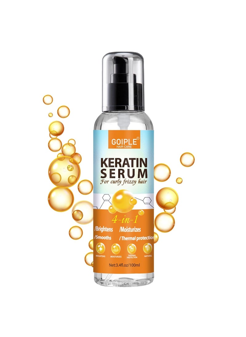 Keratin Hair Serum for  Heat Protectant with Castor Oil Treatment for Frizzy Dry  Damaged Hair  Nourishes and Repairs Hair for Shine and Softness