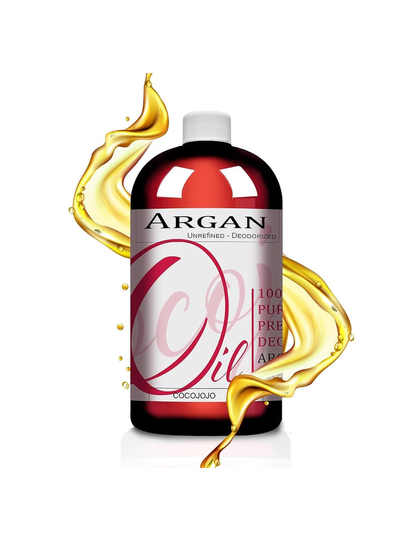 cocojojo Argan Oil Deodorized Argan Oil for Hair Hair Treatment Oils Hair Oils 100 Pure Argan Oil Organic Argan Oil for Face Unrefined Unscented Cold Pressed Extra Virgin  32 Oz