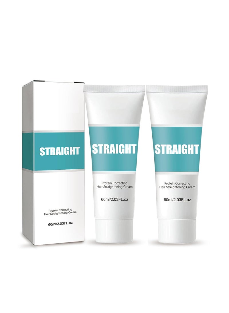 2PCS Silk  Gloss Protein Hair Straightening Cream for Curly Hair