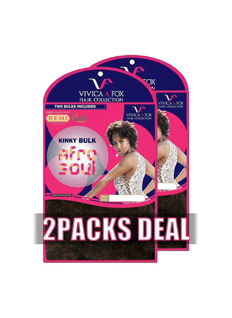 2PACKS DEAL VIVICA A FOX 100 HUMAN HAIR REMI AFRO SOUL KINKY BULK 16  HKBK16V 99J