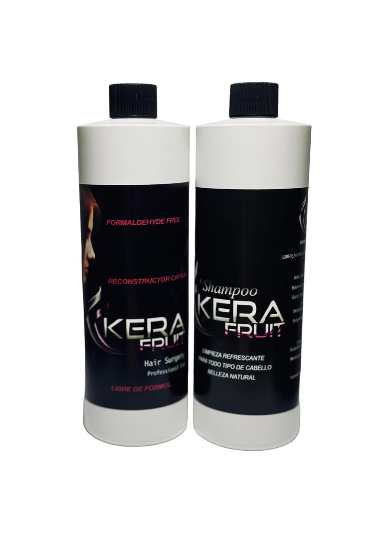 KERA FRUIT Cirugia Capilar Para el Cabello Libre de Formol  Antifrizz Deep Hydratation  Repair Hair Treatment  Professional Results  Formaldehyde Free 16oz with Shampoo  keratin Treatment