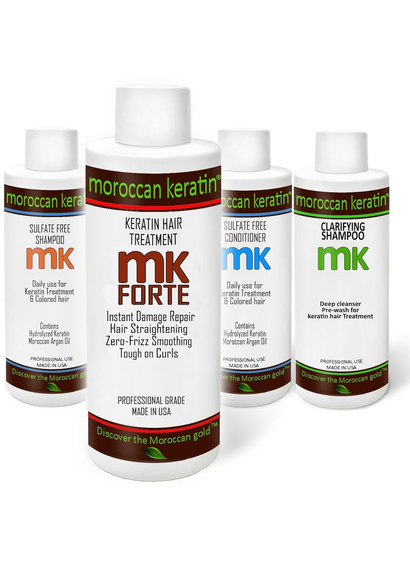 FORTE Brazilian Keratin Chocolate Keratin Hair Straightening Treatment for All Hair Types Curly Frizzy Dry Normal Colored Damaged Chemically Treated