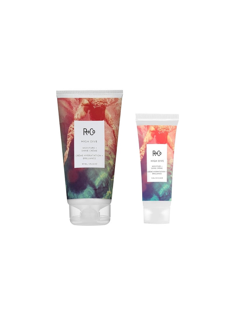 RCo High Dive Moisture and Shine Crme 5 Oz  Bonus Travel Size 5 Oz  Deep Hydration  Softens  Eliminates Frizz  Vegan  CrueltyFree  Set of 2