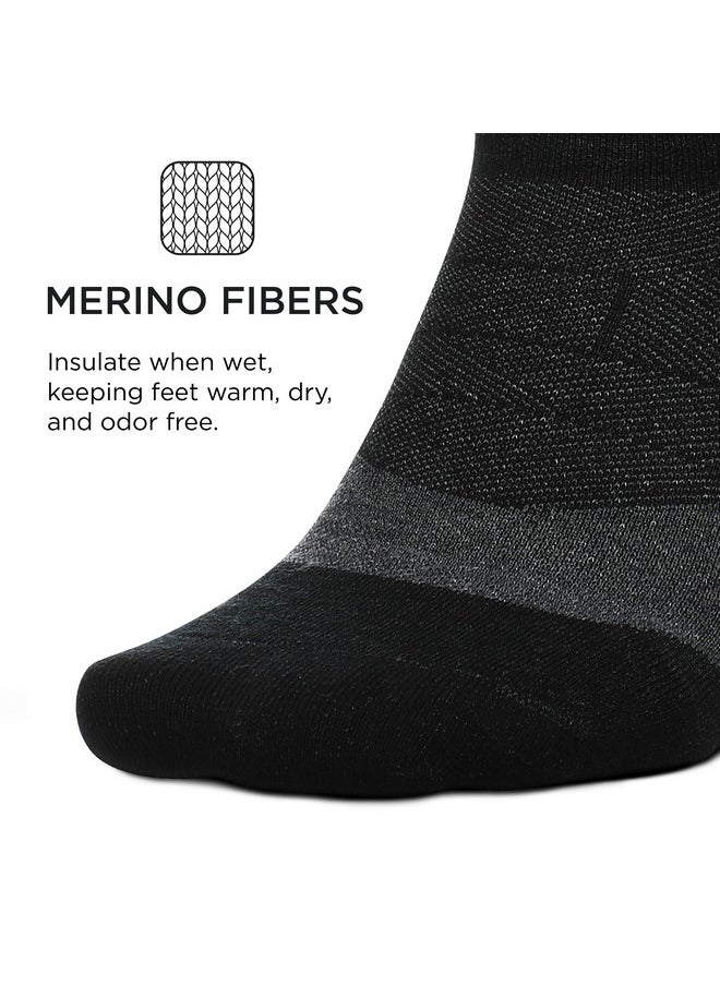 Feetures Merino 10 Max Cushion No Show Tab Ankle Socks - Wool Socks for Women & Men - Charcoal, L (1 Pair)