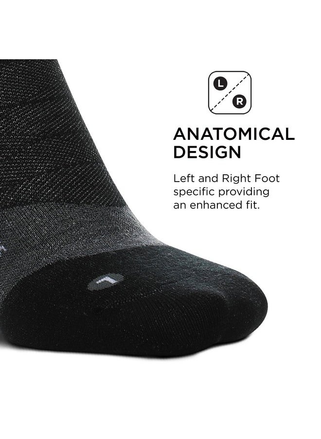 Feetures Merino 10 Max Cushion No Show Tab Ankle Socks - Wool Socks for Women & Men - Charcoal, L (1 Pair)