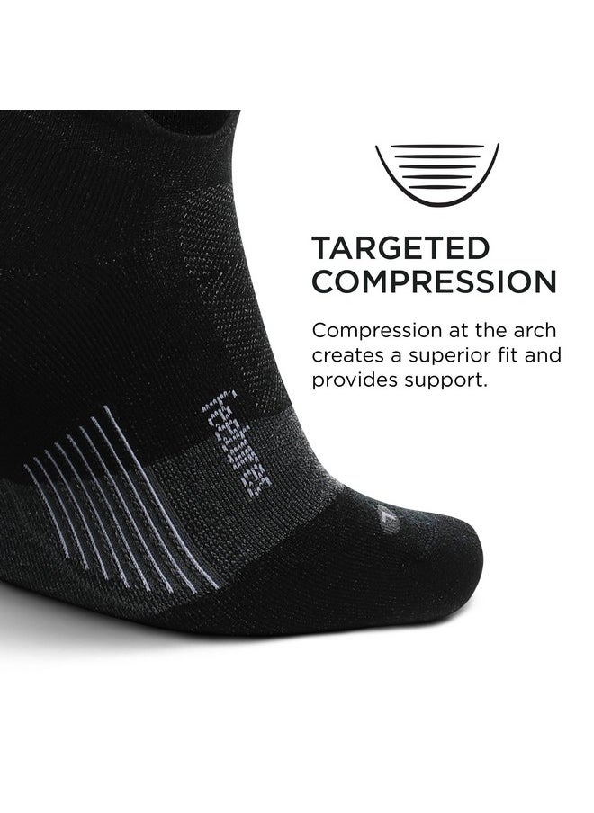 Feetures Merino 10 Max Cushion No Show Tab Ankle Socks - Wool Socks for Women & Men - Charcoal, L (1 Pair)