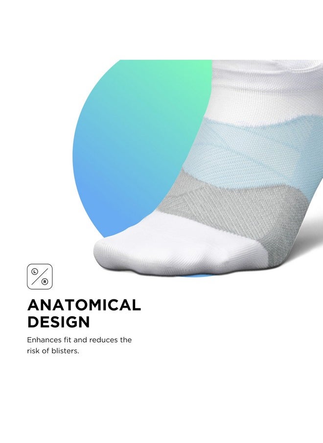 Feetures Elite Ultra Light Cushion No Show Tab Ankle Socks - Sport Sock with Targeted Compression - White Sky, M (1 Pair)