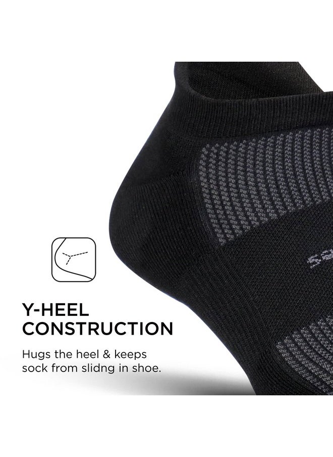 Feetures High Performance Max Cushion Ankle Sock - No Show Socks for Women & Men with Heel Tab - Black, M (3 Pair)