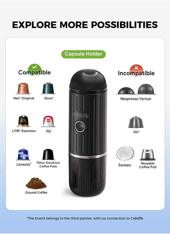 2in1 Portable Car Coffee Maker With 7500mAh For Travel Camping And Home Black